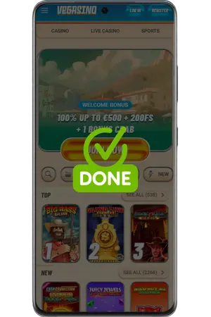 Vegasino registration complete bonus activated